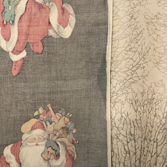 Christmas Theme Print Fabric Panel Santa Claus Bag Of Toys Black Red 29” x 44” - Picture 7 of 9